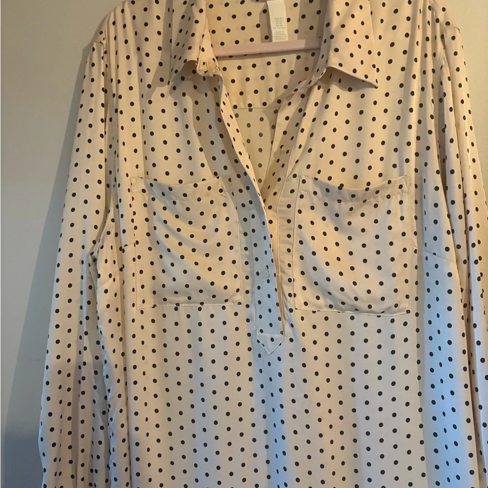 H&M Cream Polka Dot Long Sleeve Dress - Picture 2 of 5